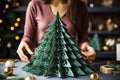 Woman\'s tableside paper tree craft