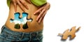 Womans waist and puzzle Royalty Free Stock Photo