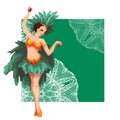 Woman samba dancer. Rio carnival. Vector illustration Royalty Free Stock Photo