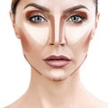 Woman with sample contouring and highlight makeup Royalty Free Stock Photo