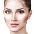 Woman with sample contouring and highlight makeup Royalty Free Stock Photo