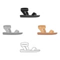 Woman sandals icon in cartoon,black style isolated on white background. Shoes symbol stock vector illustration.