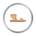 Woman sandals icon in cartoon style isolated on white background. Shoes symbol stock