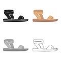 Woman sandals icon in cartoon style isolated on white background. Shoes symbol stock vector illustration.