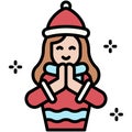 Woman Santa Claus icon, Christmas related vector illustration