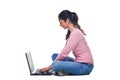 Woman sat using a laptop