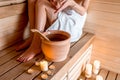 Woman in sauna