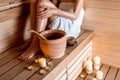 Woman in sauna