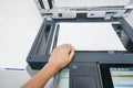 Woman scan a document by printer