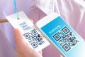 Woman scanning QR code Royalty Free Stock Photo