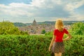 woman at Schaffhausen cityscape