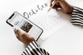 Woman scheduling on a calendar Royalty Free Stock Photo