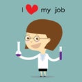 Woman science business love her job holding lab tube vector