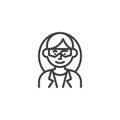 Woman scientist avatar character line icon