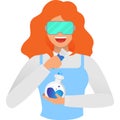 Woman scientist with chemical flask icon vector Royalty Free Stock Photo