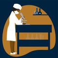 Woman scientist is looking through a microscope Royalty Free Stock Photo