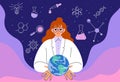 Woman scientist. Science girl technology in chemistry. Scientific research. Professional teacher job. Career in chemical Royalty Free Stock Photo