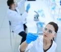 Woman scientist working in a modern laboratory Royalty Free Stock Photo