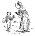 Woman Scolding Boy with a Hobby Horse, vintage illustration
