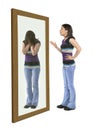 Woman scolding herself in a mirror