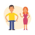 Woman scolds man for not having money. Vector characters