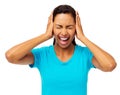 Woman Screaming With Hands Covering Ears Royalty Free Stock Photo