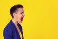 Woman screaming, wide open mouth, hysterical Royalty Free Stock Photo