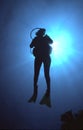 Woman Scuba Diver Silhouette Royalty Free Stock Photo