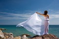 Woman and sea beach