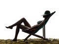 Woman sea sunbathing holidays vacations on the beach