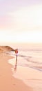 Woman and the sea at sunrise, travel and beach lifestyle