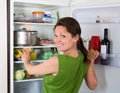 Woman searching eat in refrigerator at home Royalty Free Stock Photo