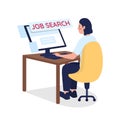 Woman searching for job semi flat color vector character Royalty Free Stock Photo