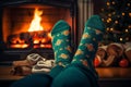 Holiday fireplace warm christmas socks