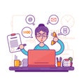 Woman secretary or female personal assistant vector illustration Royalty Free Stock Photo