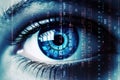 Woman secure computer vision view eye futuristic digital human future data scan technology concept