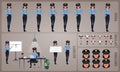 Woman Security Guard character Set