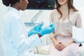 Woman seeing gynecologist doctor to check for STD Royalty Free Stock Photo