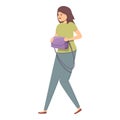 Woman self defence bag icon cartoon vector. Martial fight