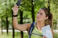 woman selfie in forest