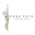 Woman Selfie Pose Logo Design, Photo Style Vector Illustration