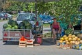 Woman seller of watermelons on the street in Zrenjanin, Serbia