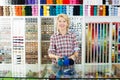 Woman seller with yarn balls