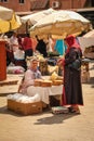 Bread seller in the souk. Marrakesh . Morocco