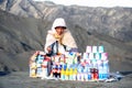 Woman selling food and beverages on Mt.Bromo national park