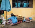 A woman selling fruits at local market in Hoi An, Vietnam Royalty Free Stock Photo