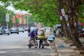 A woman selling local fruits on the street Royalty Free Stock Photo