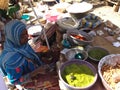 Woman selling spices on a local market in Farcha, N'Djamena, Chad