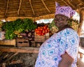 Woman selling vegetables in Bamako, Mali