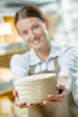 Woman selling you cheese